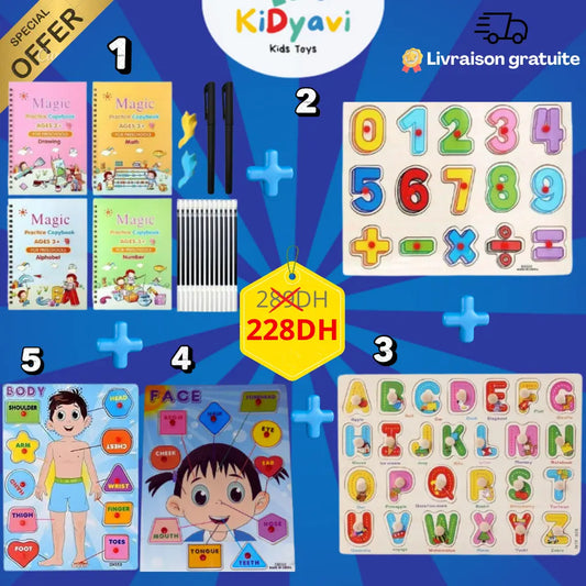 Pack Smart English : Méthode Ludique d'Apprentissage de l'Anglais avec Puzzles en Bois et Cahiers Magiques