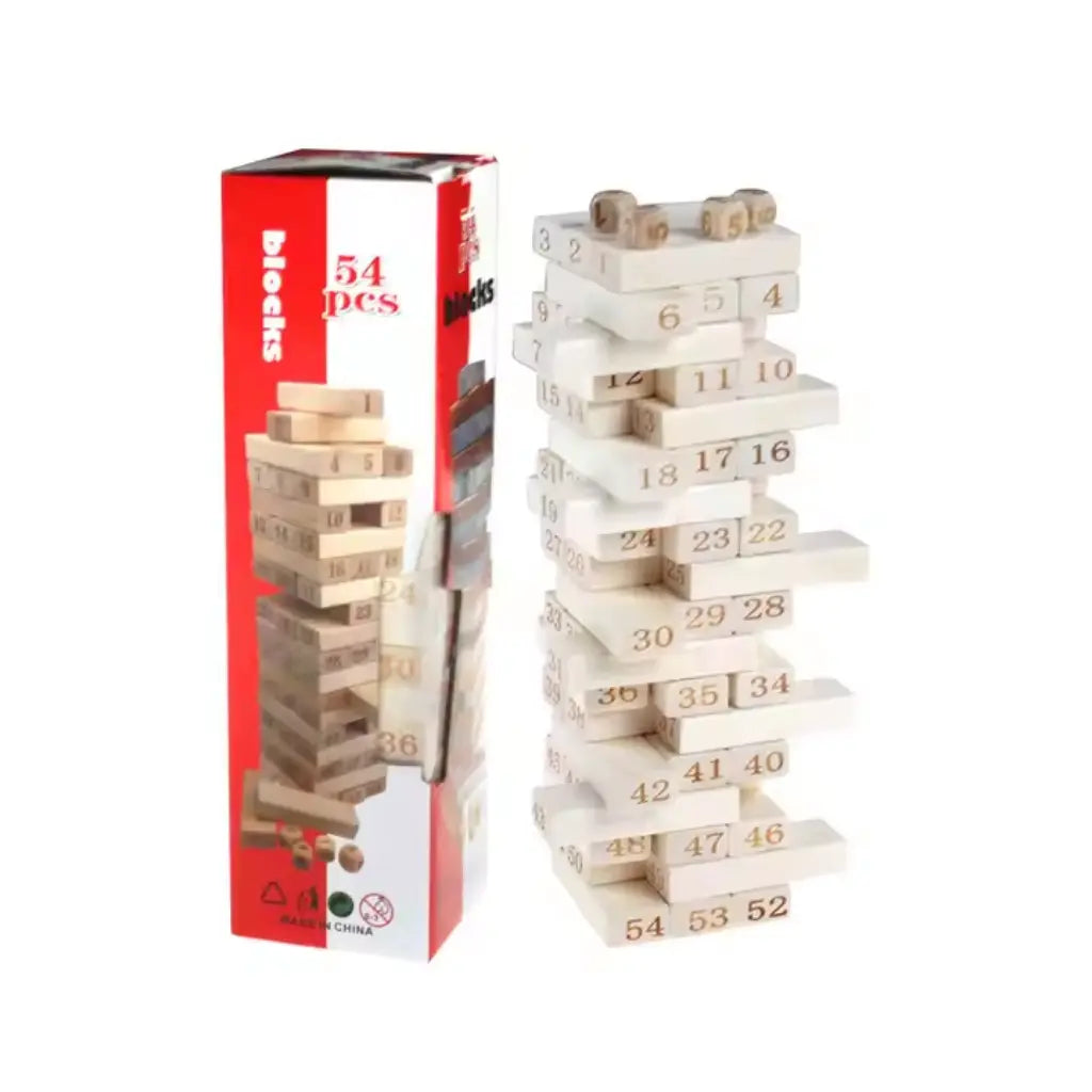Jeu Jenga bois massif 54 blocs – jeu d’empilement et adresse enfant