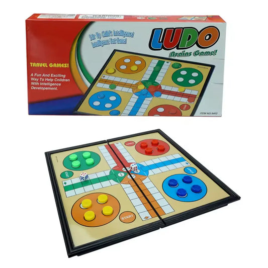 Jeu parchisi magnétique pour enfants – plateau pliable avec dés